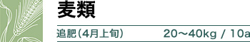 麦類 追肥（4月上旬）20～40kg / 10a